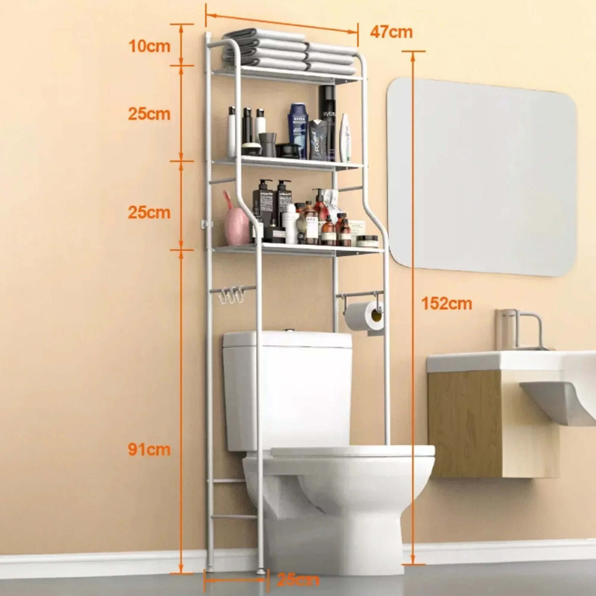 Estantería de Baño sobre Inodoro.